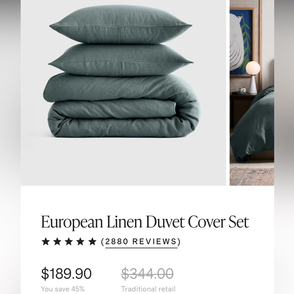 Quince linen duvet cover set (ocean)